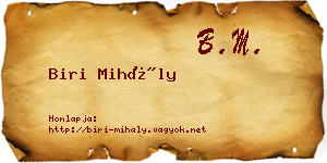 Biri Mihály névjegykártya