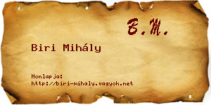 Biri Mihály névjegykártya